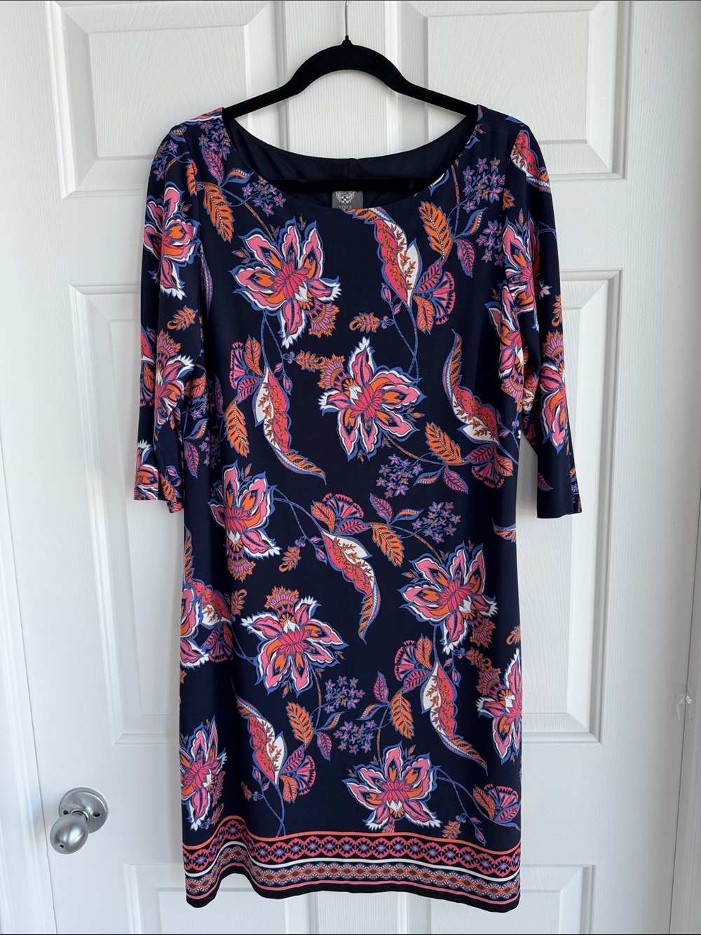 Vince Camuto Navy Dress with Pink & Orange Floral Print